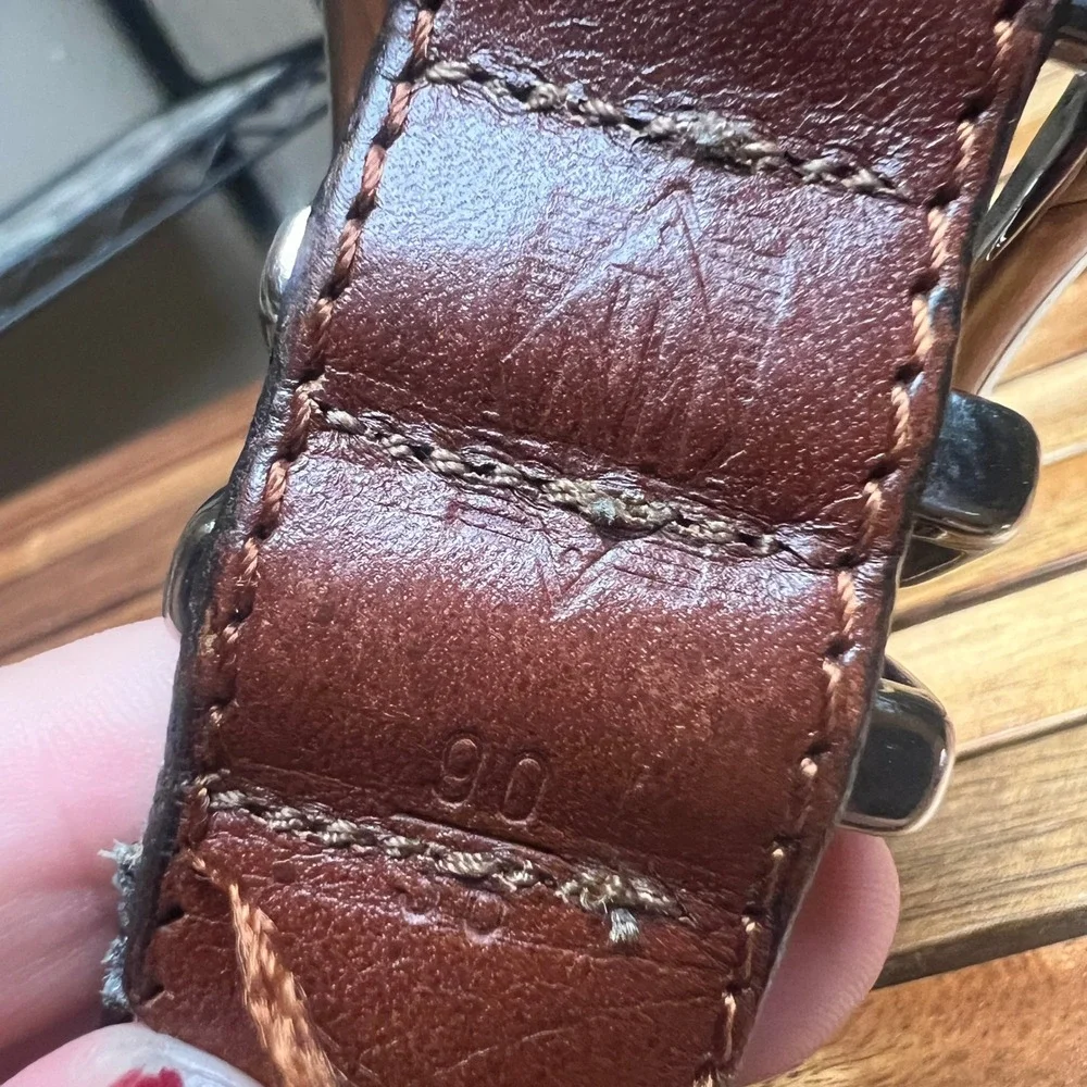 Vintage Martin Dingman Brown Braided Leather Belt Silver Buckle 36/90